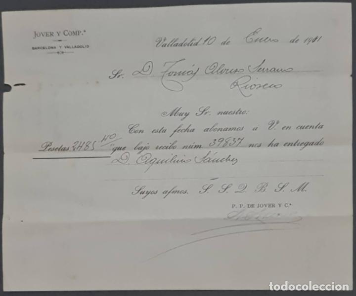 Cartas comerciales: Jover y Comp. Valladolid. Espa&ntilde;a 1911 - Foto 1