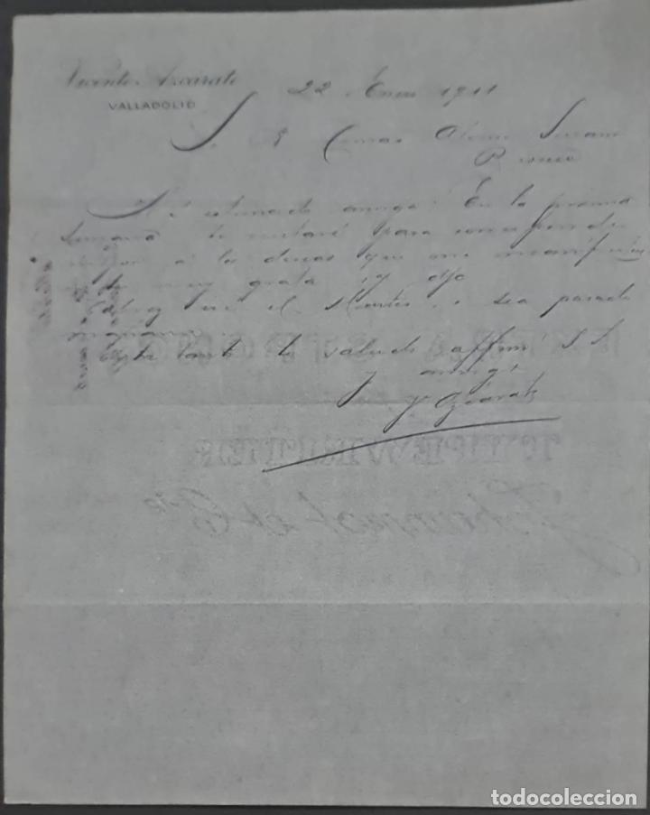 Cartas comerciais: Vicente Azc&aacute;rate. Representante. Valladolid. Espa&ntilde;a 1911