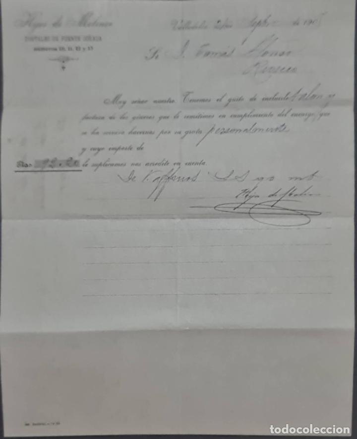 Cartas comerciais: Hijos de Moliner. Almac&eacute;n de quincalla, loza y cristal. Valladolid. Espa&ntilde;a 1905