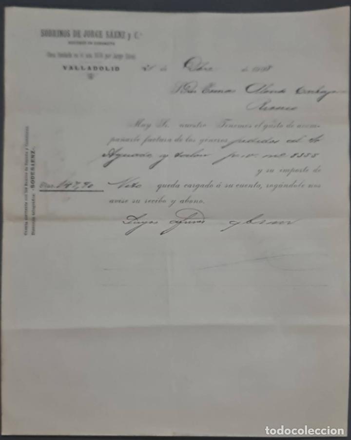 Cartas comerciais: Sobrinos de Jorge S&aacute;enz y C&ordf;. Almacenes por mayor de Quincalla y Ferreter&iacute;a. Valladolid. Espa&ntilde;a 1905