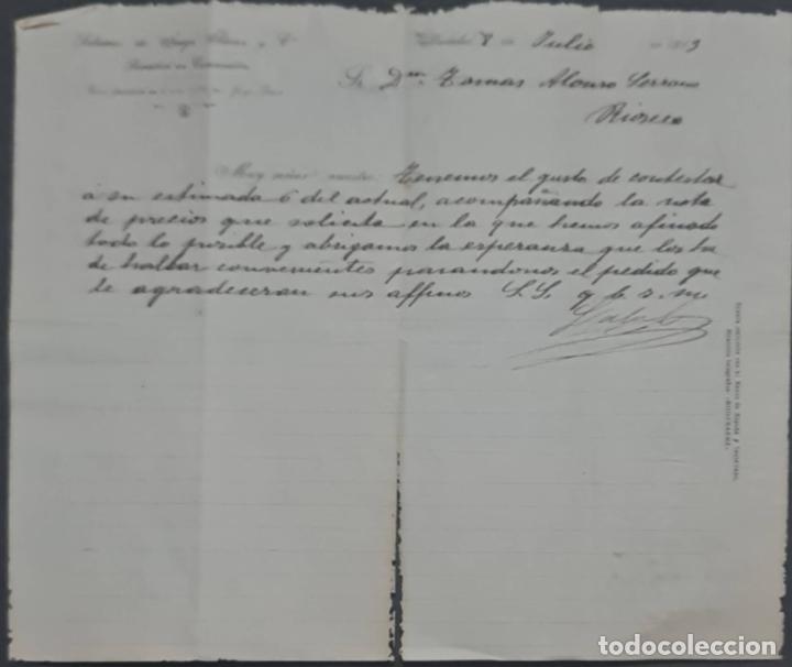 Cartas comerciais: Sobrinos de Jorge S&aacute;enz y C&ordf;. Almacenes por mayor de Quincalla y Ferreter&iacute;a. Valladolid. Espa&ntilde;a 1913
