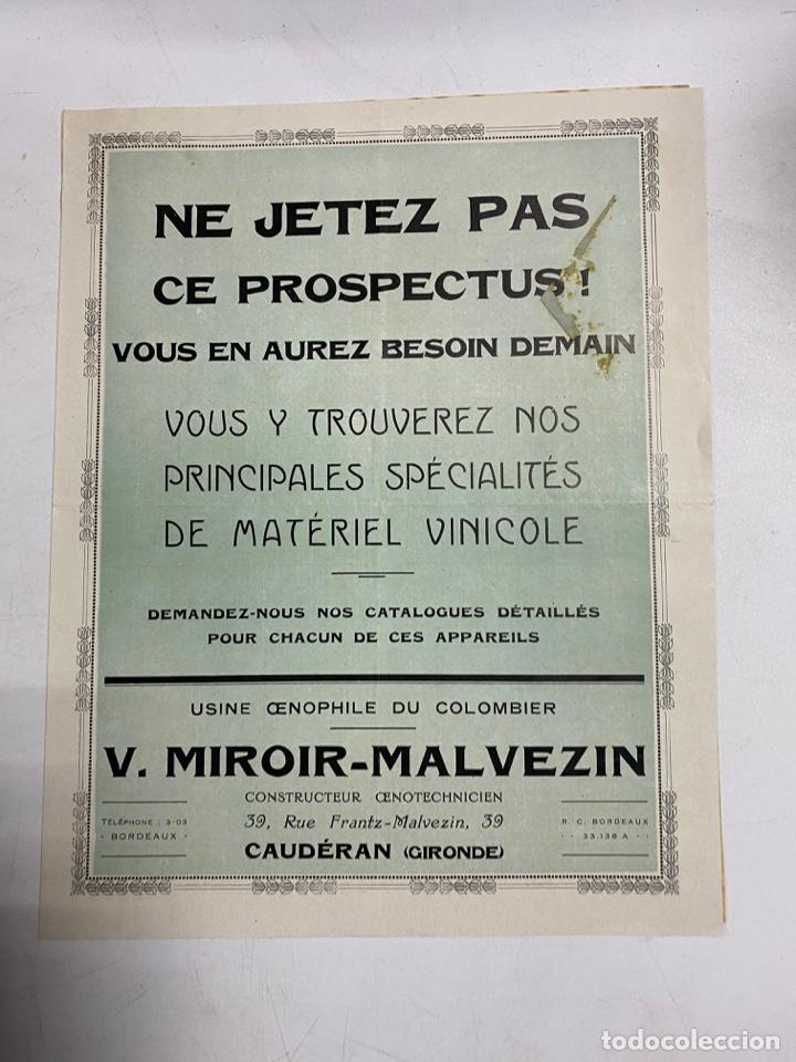 Cartas comerciales: CIRCULAR Y CATALOGO PUBLICITARIO V. MIROIR-MALVEZIN. FRANCIA - CAUDERAN, 1928. VER FOTOS