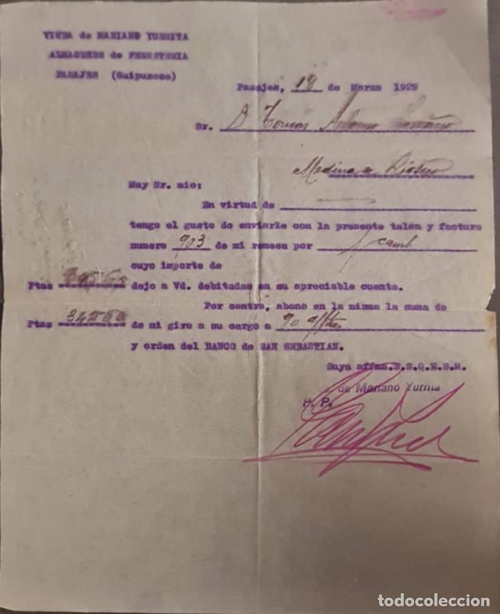 Cartas comerciales: Viuda de Mariano Yurrita. Almacenes de Ferreter&iacute;a. Guip&uacute;zcoa. Espa&ntilde;a 1929