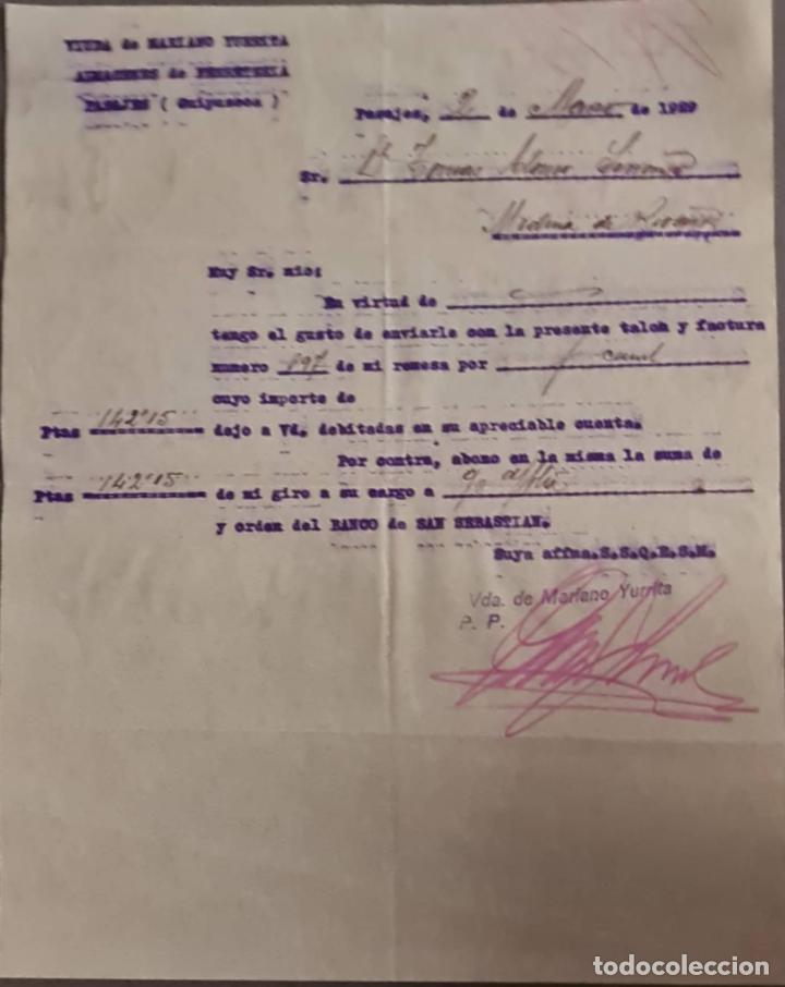 Cartas comerciales: Viuda de Mariano Yurrita. Almacenes de Ferreter&iacute;a. Guip&uacute;zcoa. Espa&ntilde;a 1929