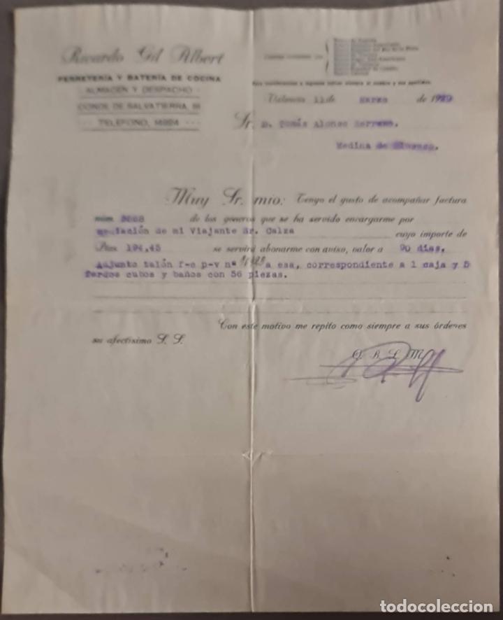 Cartas comerciales: Ricardo Gil Albert. Almac&eacute;n al por mayor de Ferreter&iacute;a. Valencia. Espa&ntilde;a 1929