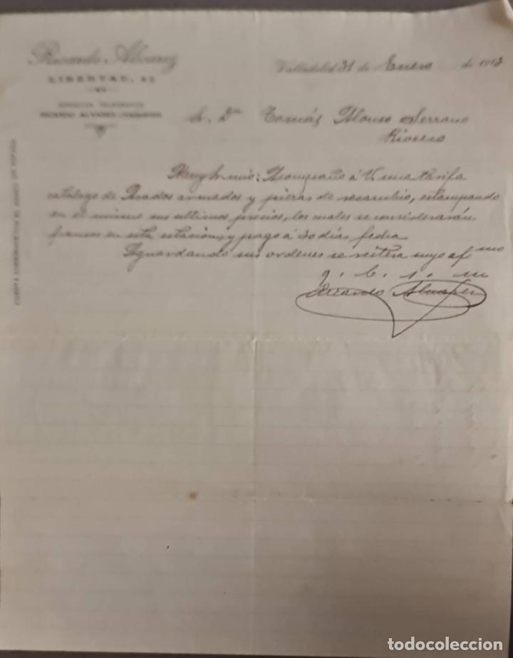 Cartas comerciales: Ricardo Alvarez. Valladolid. Espa&ntilde;a 1913