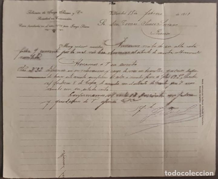 Cartas comerciales: Sobrinos de Jorge S&aacute;enz y C&ordf;. Almacenes por mayor de Quincalla y Ferreter&iacute;a. Valladolid. Espa&ntilde;a 1913