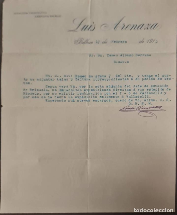 Cartas comerciales: Luis Arenaza. Taller de Forja. Bilbao. Espa&ntilde;a 1913