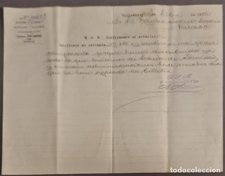Cartas comerciales: Jover y Comp. Valladolid. Espa&ntilde;a 1912 - Foto 1