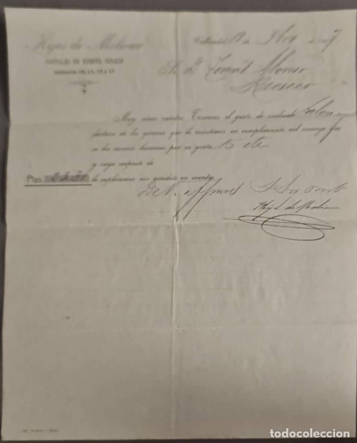 Cartas comerciais: Hijos de Moliner. Almac&eacute;n de quincalla, loza y cristal. Valladolid. Espa&ntilde;a 1907