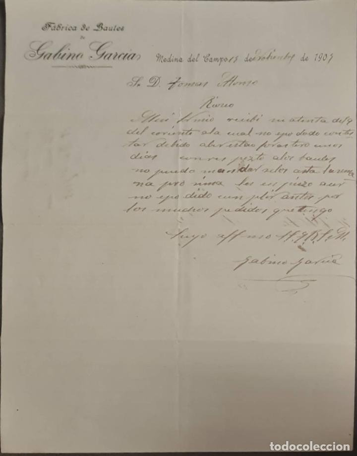 Cartas comerciais: Gabino Garc&iacute;a. F&aacute;brica de ba&uacute;les. Medina del Campo. Espa&ntilde;a 1907