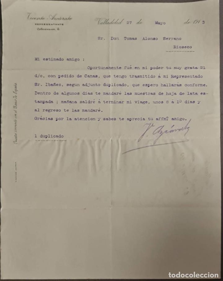 Gesch&auml;ftsbriefe: Vicente Azc&aacute;rate. Representante. Valladolid. Espa&ntilde;a 1913