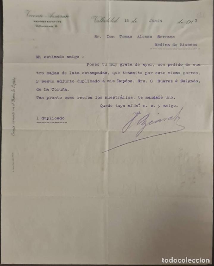 Gesch&auml;ftsbriefe: Vicente Azc&aacute;rate. Representante. Valladolid. Espa&ntilde;a 1913