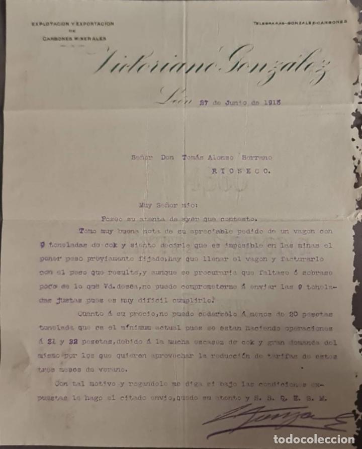 Gesch&auml;ftsbriefe: Victoriano Gonz&aacute;lez. Explotaci&oacute;n y Exportaci&oacute;n de carbones minerales. Le&oacute;n. Espa&ntilde;a 1913