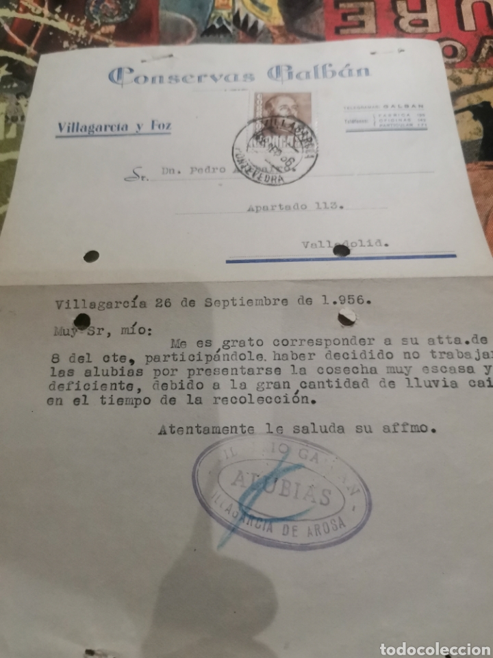 Cartas comerciais: Conservas Galb&aacute;n Villagarcia y Foz