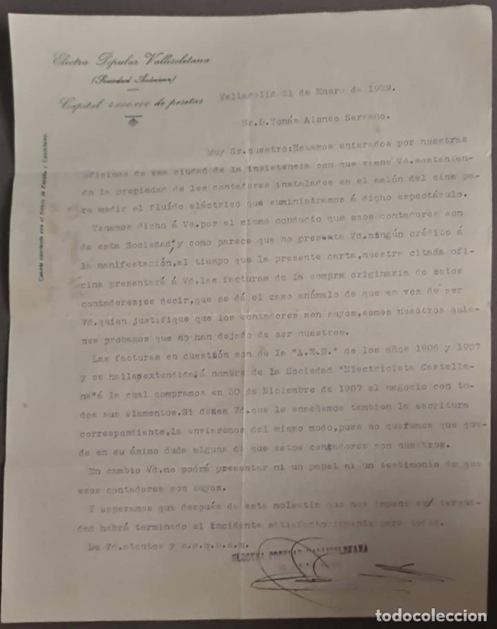 Cartas comerciais: Electra Popular Vallisoletana S.A. Valladolid. Espa&ntilde;a 1929