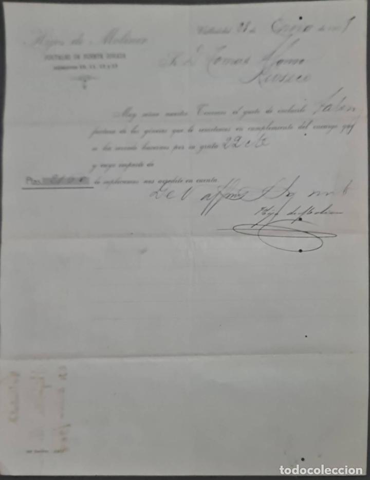 Cartas comerciais: Hijos de Moliner. Almac&eacute;n de quincalla, loza y cristal. Valladolid. Espa&ntilde;a 1908