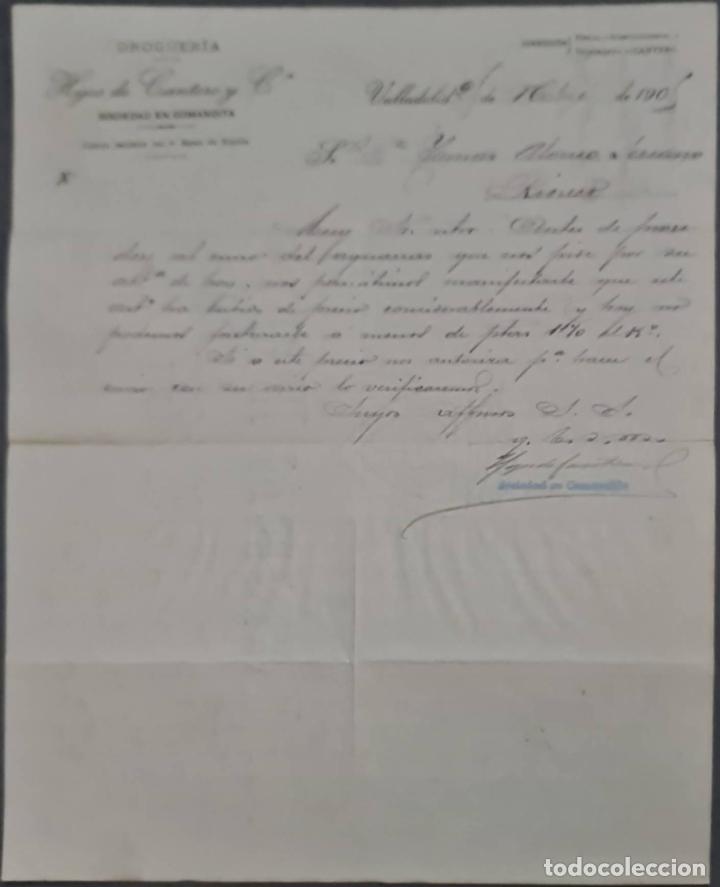 Cartas comerciais: Hijos de Cantero y C&iacute;a. S.en C.Almac&eacute;n de drogas, productos qu&iacute;micos y farmac&eacute;uticos.Valladolid 1905