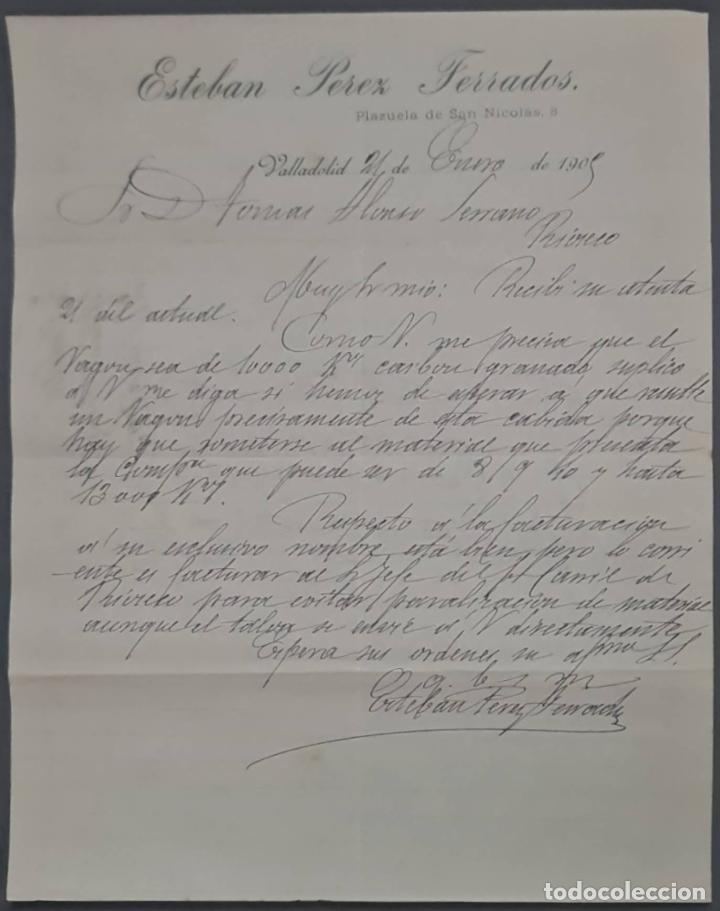 Cartas comerciais: Esteban P&eacute;rez Ferrados. Valladolid. Espa&ntilde;a 1905