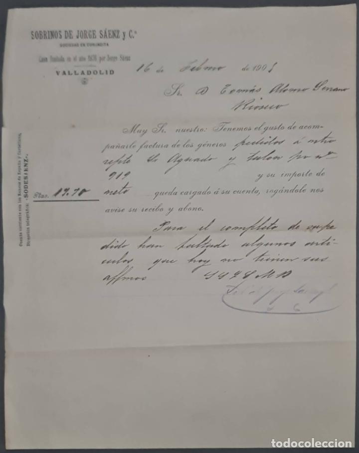 Commercial Letters: Sobrinos de Jorge S&aacute;enz y C&ordf;. Almacenes por mayor de Quincalla y Ferreter&iacute;a. Valladolid. Espa&ntilde;a 1905
