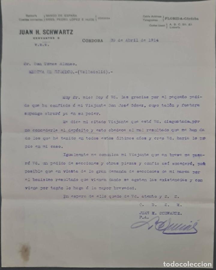 Commercial Letters: Juan H. Schwartz. M&aacute;quinas agr&iacute;colas y piezas de recambio. C&oacute;rdoba. Espa&ntilde;a 1914