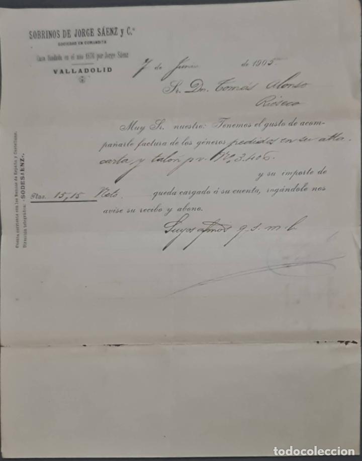 Commercial Letters: Sobrinos de Jorge S&aacute;enz y C&ordf;. Almacenes por mayor de Quincalla y Ferreter&iacute;a. Valladolid. Espa&ntilde;a 1905