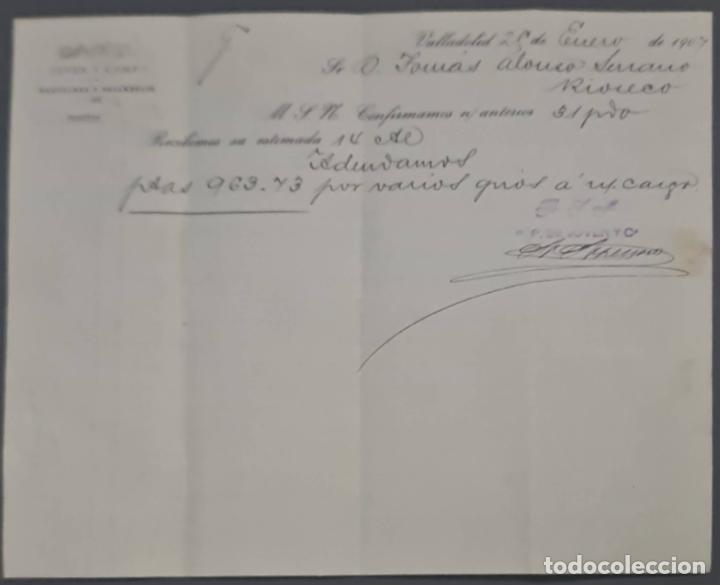 Cartas comerciales: Jover y Comp. Valladolid. Espa&ntilde;a 1907 - Foto 1