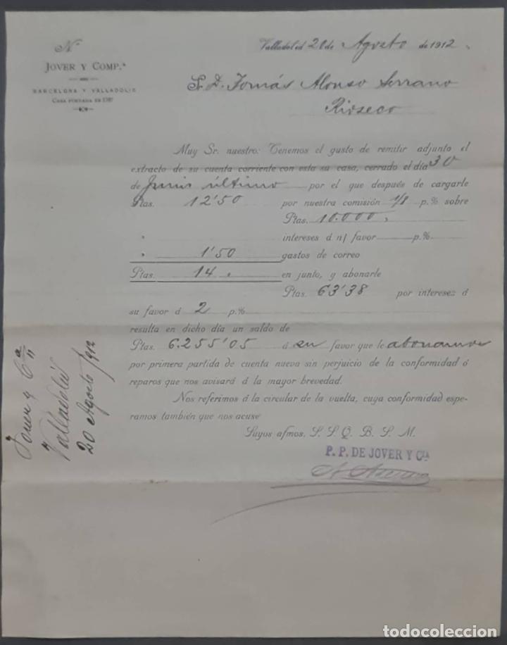 Cartas comerciales: Jover y Comp. Valladolid. Espa&ntilde;a 1912 - Foto 1