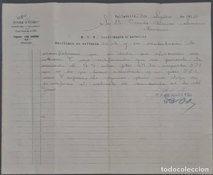 Cartas comerciales: Jover y Comp. Valladolid. Espa&ntilde;a 1914 - Foto 1