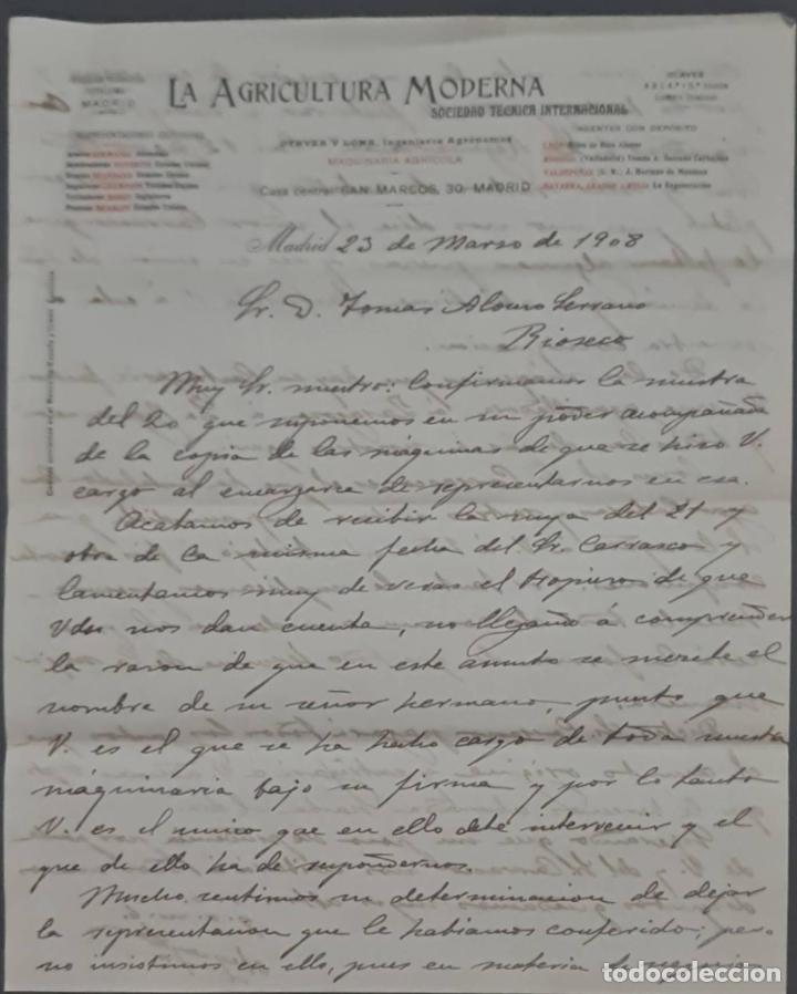 Commercial Letters: La Agricultura Moderna. Sociedad T&eacute;cnica Internacional. Madrid. Espa&ntilde;a 1908