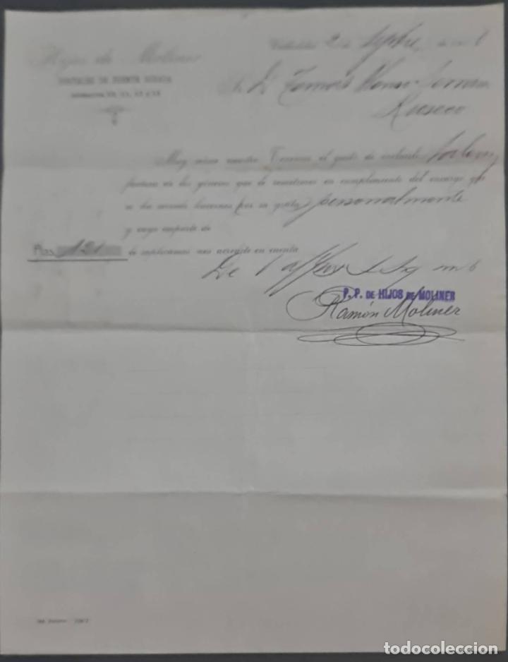 Commercial Letters: Hijos de Moliner. Almac&eacute;n de quincalla, loza y cristal. Valladolid. Espa&ntilde;a 1908
