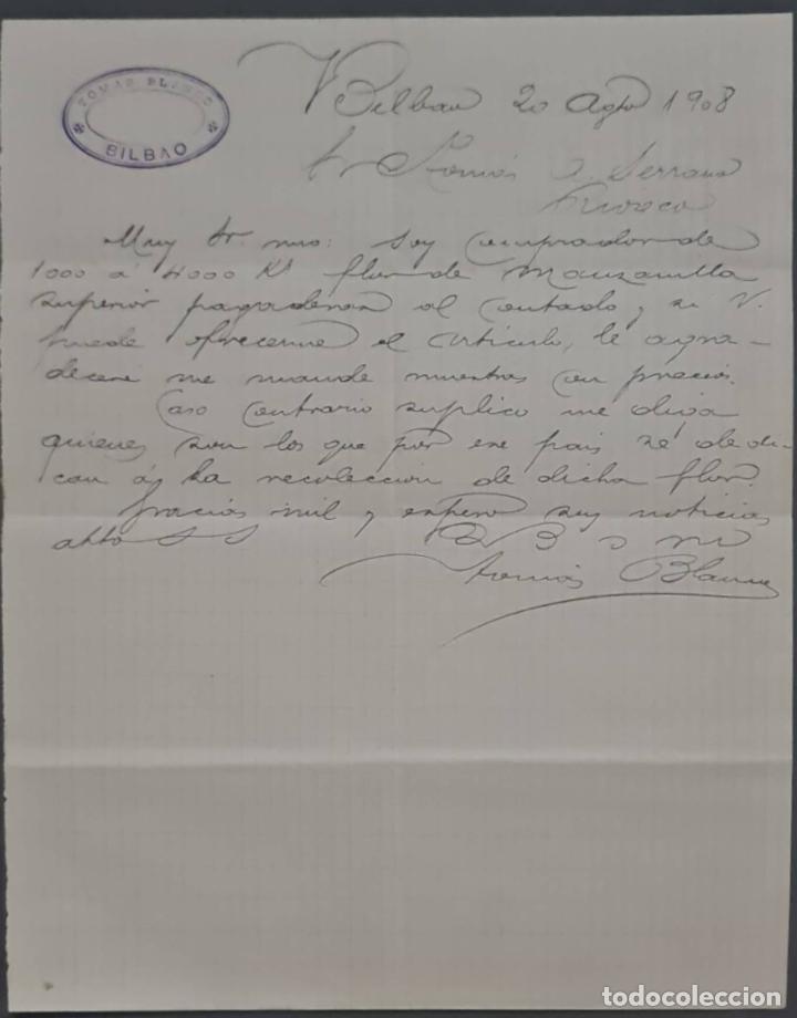 Commercial Letters: Tom&aacute;s Blanco. Bilbao. Espa&ntilde;a 1908