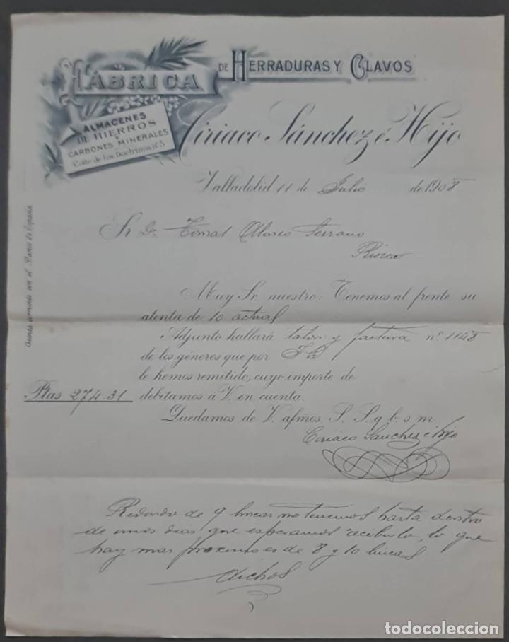 Commercial Letters: Ciriaco S&aacute;nchez &eacute; Hijo. F&aacute;brica de herraduras y clavos. Valladolid. Espa&ntilde;a 1908