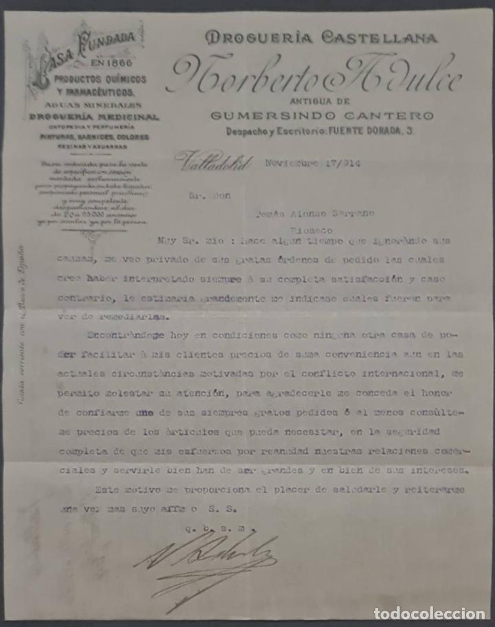 Commercial Letters: Norberto Adulce. Droguer&iacute;a Castellana.Antigua de Gumersindo Canteo. Productos farmac&eacute;uticos 1914