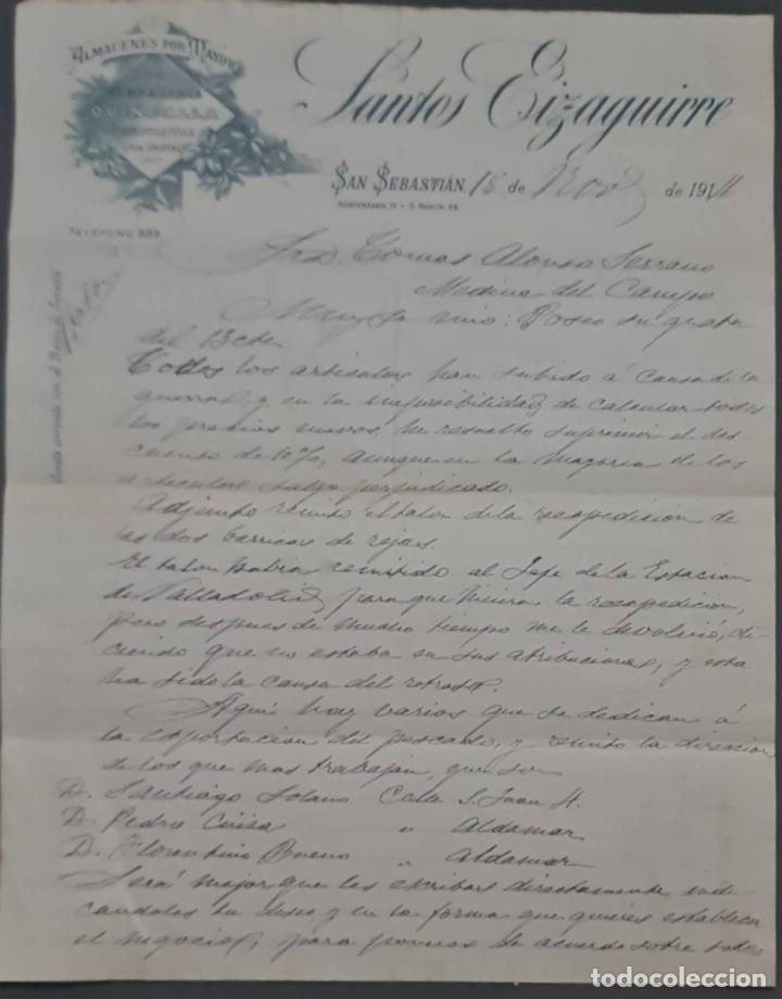 Commercial Letters: Santos Eizaguirre. Ferreter&iacute;a y Herramientas. San Sebasti&aacute;n. Espa&ntilde;a 1914