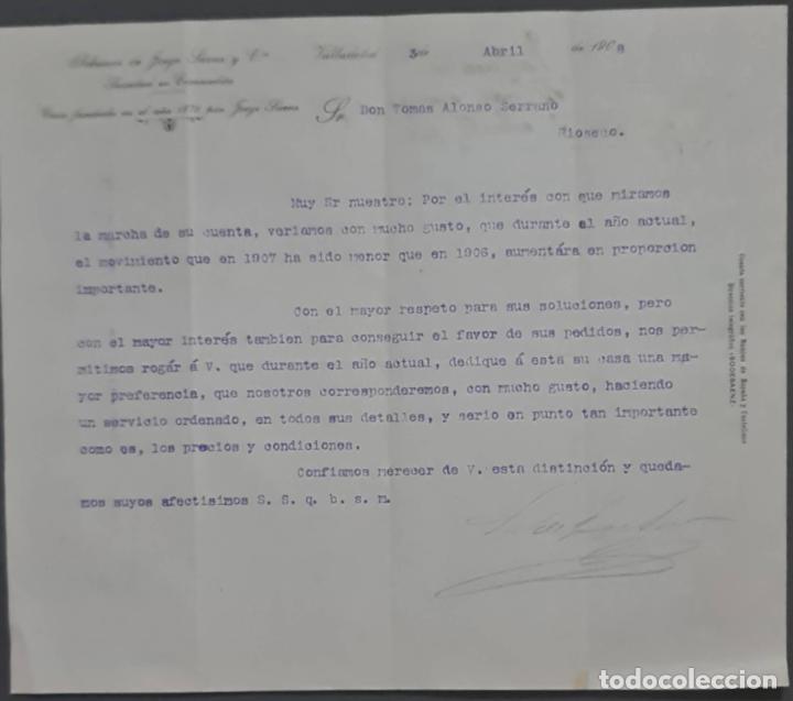 Commercial Letters: Sobrinos de Jorge S&aacute;enz y C&ordf;. Almacenes por mayor de Quincalla y Ferreter&iacute;a. Valladolid. Espa&ntilde;a 1908
