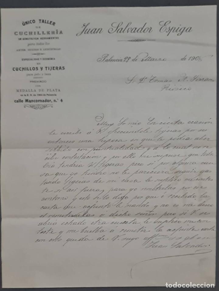Commercial Letters: Juan Salvador Espiga. Cuchiller&iacute;a. Palencia. Espa&ntilde;a 1908