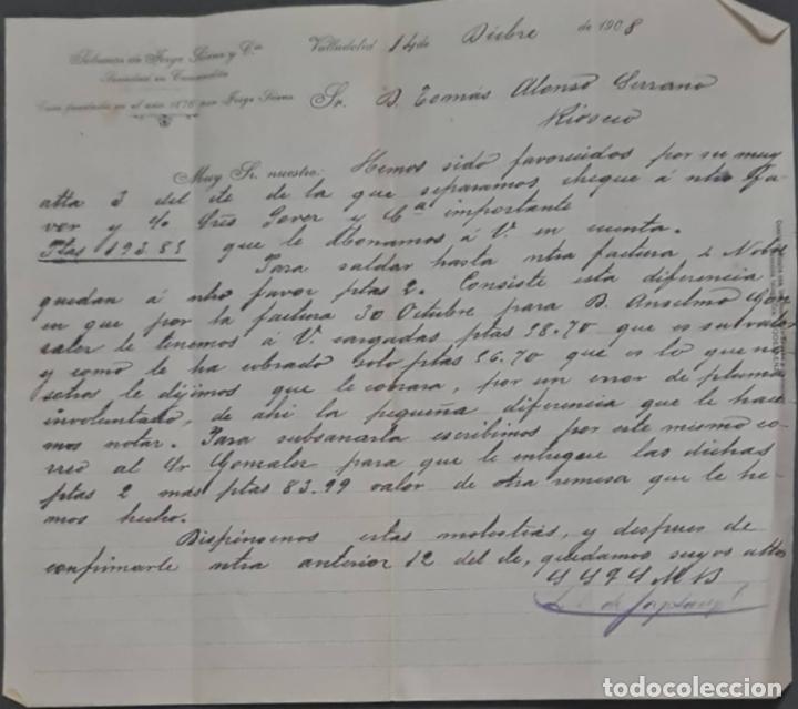 Commercial Letters: Sobrinos de Jorge S&aacute;enz y C&ordf;. Almacenes por mayor de Quincalla y Ferreter&iacute;a. Valladolid. Espa&ntilde;a 1908