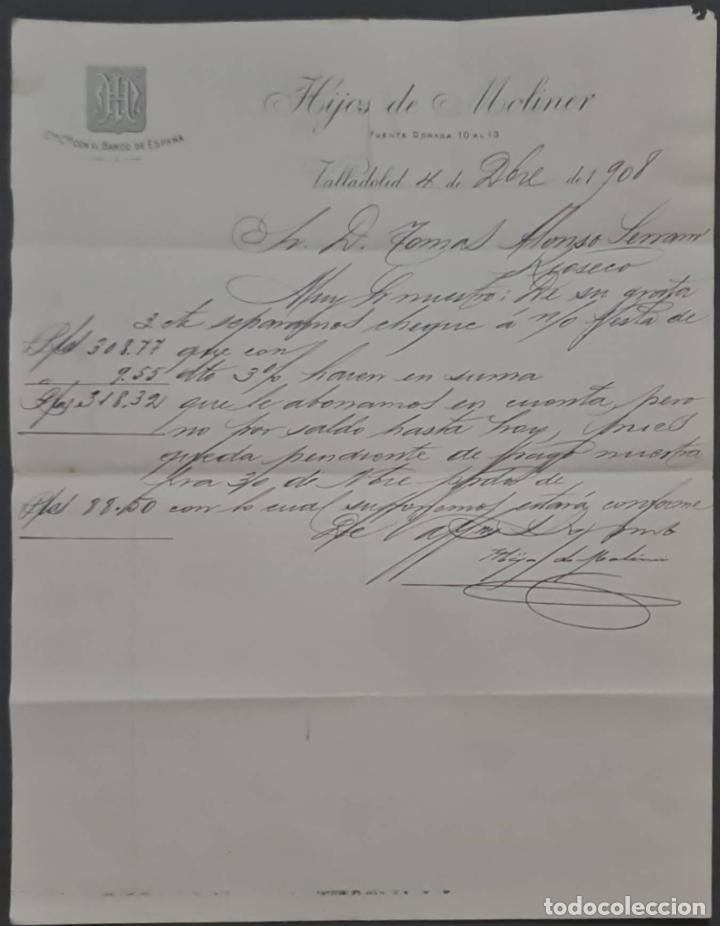 Commercial Letters: Hijos de Moliner. Almac&eacute;n de quincalla, loza y cristal. Valladolid. Espa&ntilde;a 1908