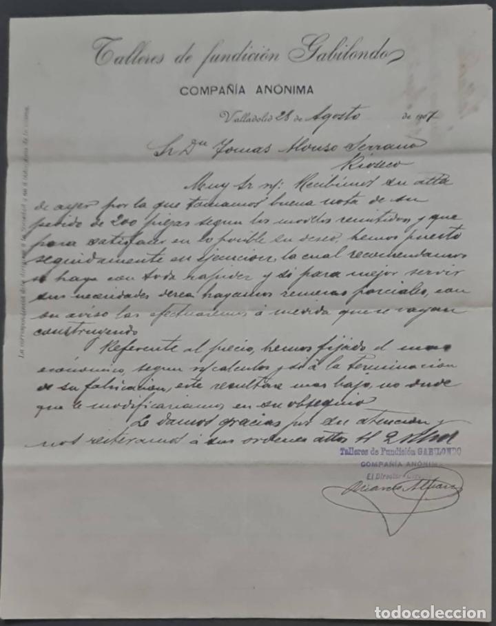 Commercial Letters: Talleres de Fundici&oacute;n Gabilondo. Compa&ntilde;&iacute;a An&oacute;nima. Valladolid. Espa&ntilde;a 1907