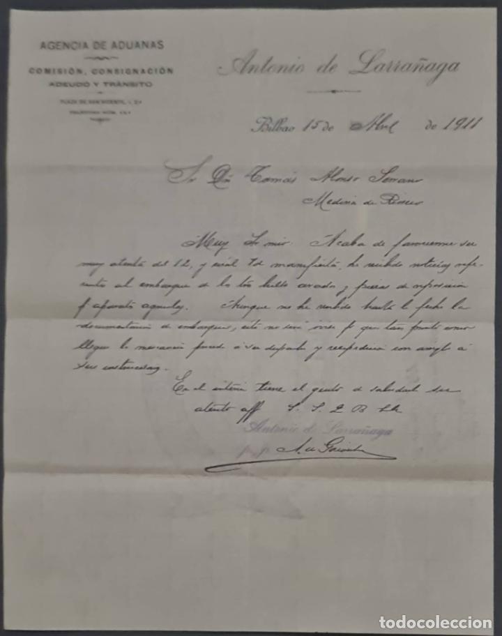 Commercial Letters: Antonio de Larra&ntilde;aga. Agencia de aduanas. Bilbao. Espa&ntilde;a 1911