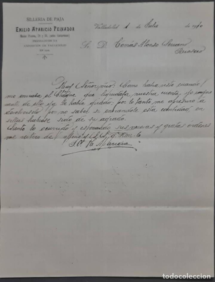Commercial Letters: Emilio Aparicio Peinador. Siller&iacute;a de paja. Valladolid. Espa&ntilde;a 1910