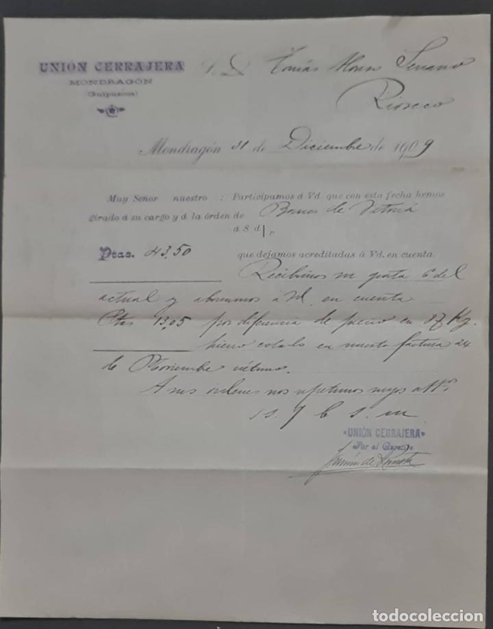 Commercial Letters: Uni&oacute;n Cerrajera S.A. Mondrag&oacute;n. Espa&ntilde;a 1909