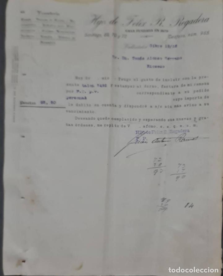 Commercial Letters: Hijo de F&eacute;lix R. Regadera. Ferreter&iacute;a. Valladolid. Espa&ntilde;a 1926