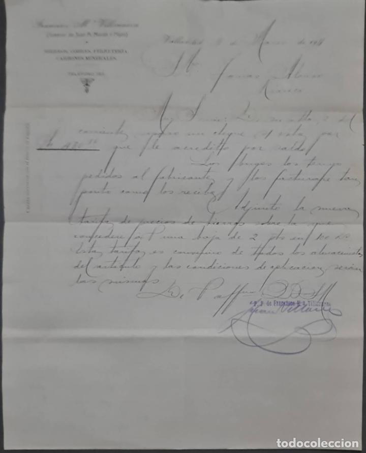 Commercial Letters: Franc&iacute;sco M&ordf; Villanueva. Almac&eacute;n de hierros, cobres y Ferreter&iacute;a. Valladolid. Espa&ntilde;a 1911