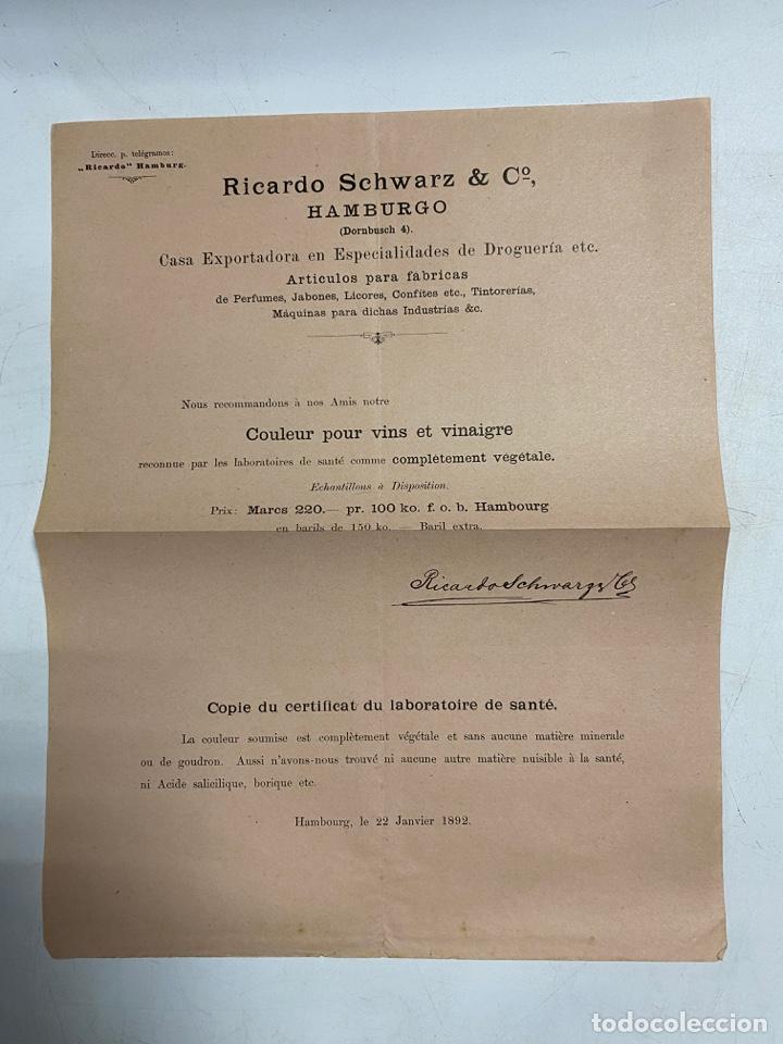 Commercial Letters: CIRCULAR DE RICARDO SCHWARZ & CO. HAMBURGO, 1892. VER FOTOS