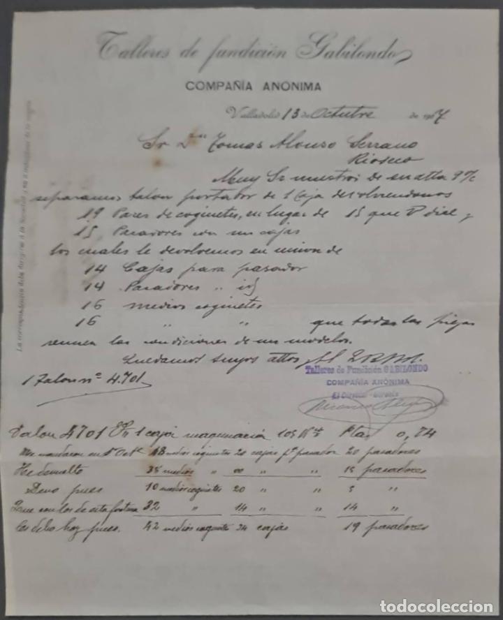 Commercial Letters: Talleres de Fundici&oacute;n Gabilondo. Compa&ntilde;&iacute;a An&oacute;nima. Valladolid. Espa&ntilde;a 1907