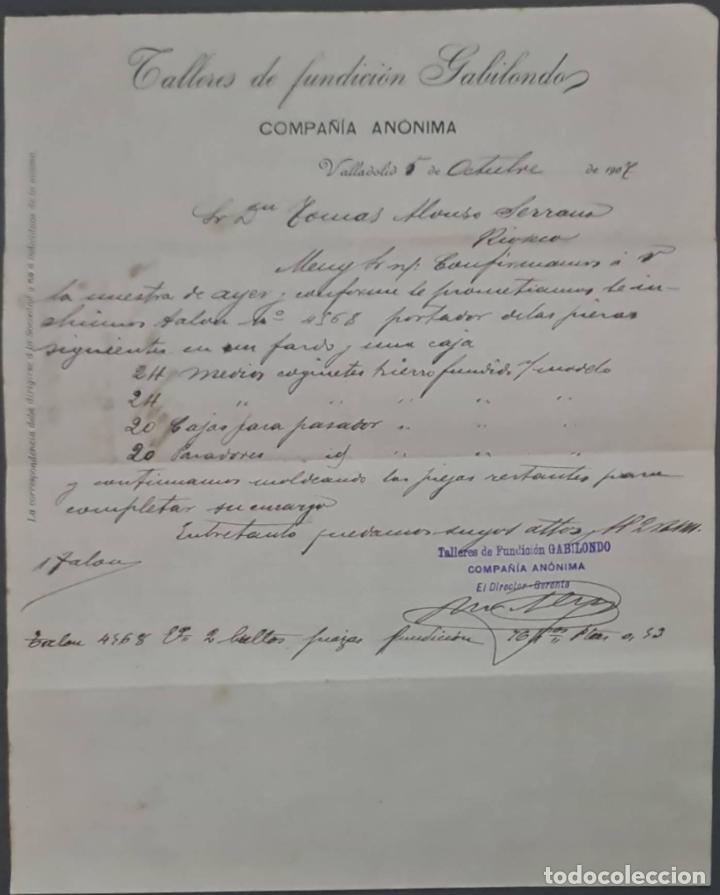 Commercial Letters: Talleres de Fundici&oacute;n Gabilondo. Compa&ntilde;&iacute;a An&oacute;nima. Valladolid. Espa&ntilde;a 1907