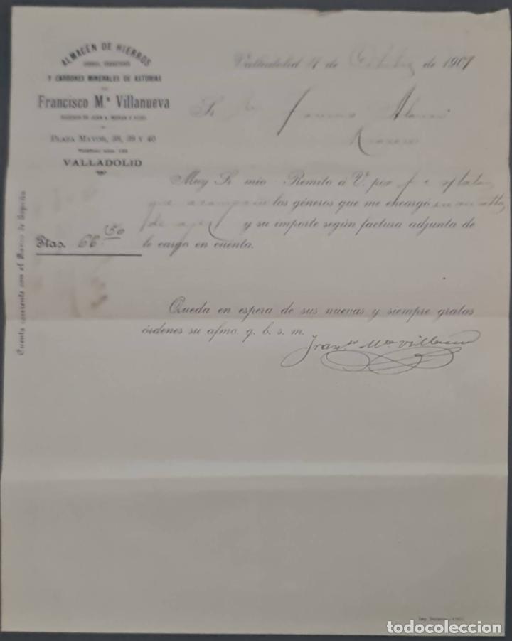 Commercial Letters: Franc&iacute;sco M&ordf; Villanueva. Almac&eacute;n de hierros, cobres y Ferreter&iacute;a. Valladolid. Espa&ntilde;a 1907