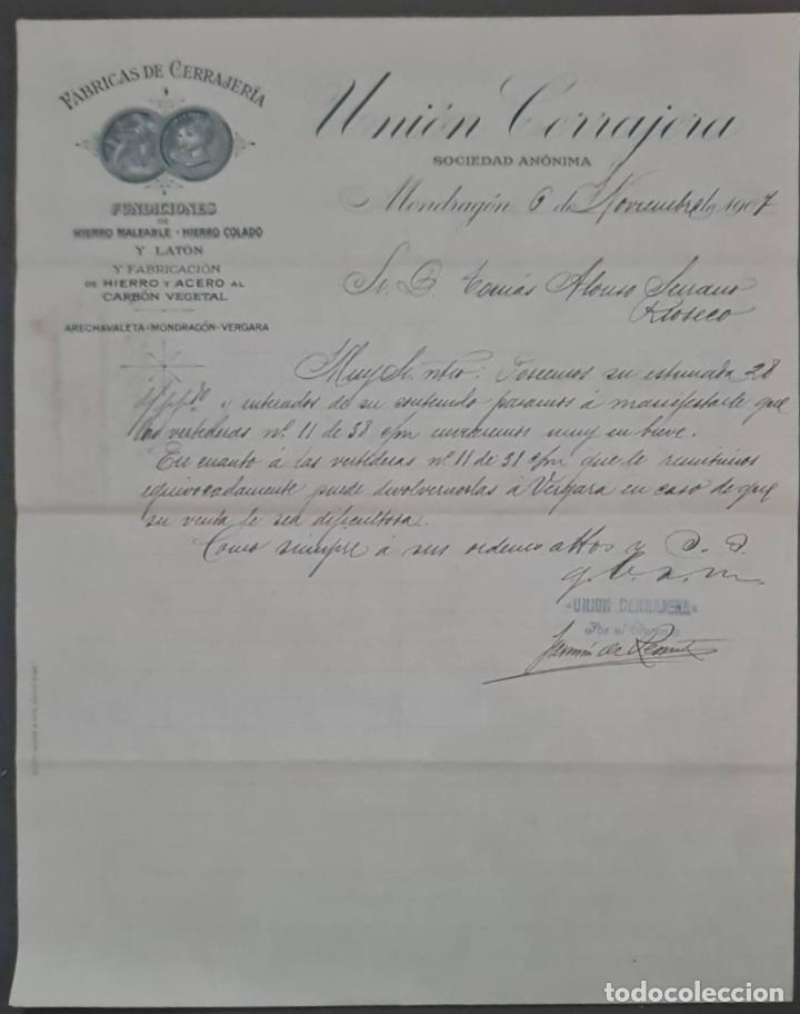 Commercial Letters: Uni&oacute;n Cerrajera S.A. Mondrag&oacute;n. Espa&ntilde;a 1907